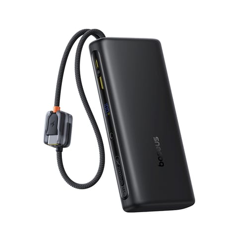 ⁨Powerbank 25000mAh 145W z wyświetlaczem wbudowanymi kablami USB-C - czarny⁩ w sklepie Wasserman.eu