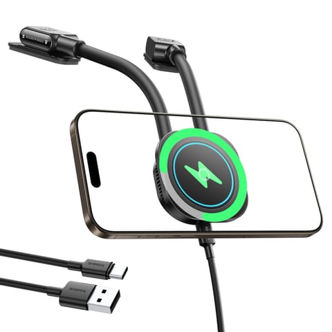 ⁨Uchwyt samochodowy z ładowarką indukcyjną do smartfona na deskę rozdzielczą przyklejany - czarny⁩ w sklepie Wasserman.eu