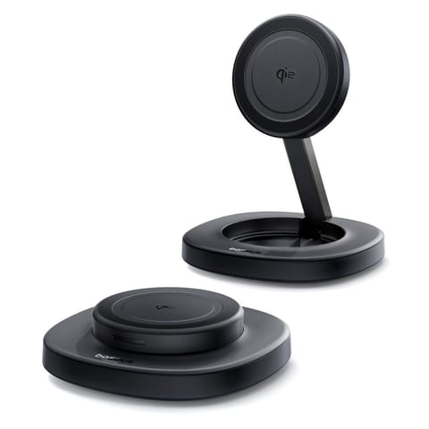 ⁨Ładowarka indukcyjna składana 15W z ładowarką sieciową 20W kablem USB-C - czarna⁩ w sklepie Wasserman.eu