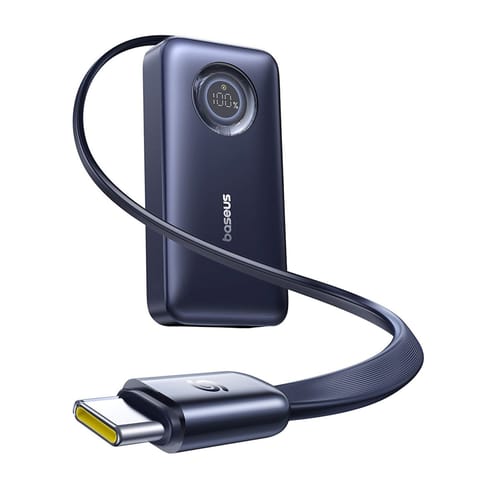 ⁨Powerbank 10000mAh 45W USB-C EnerCore CR11 ze zwijanym kablem USB-C - czarny⁩ w sklepie Wasserman.eu