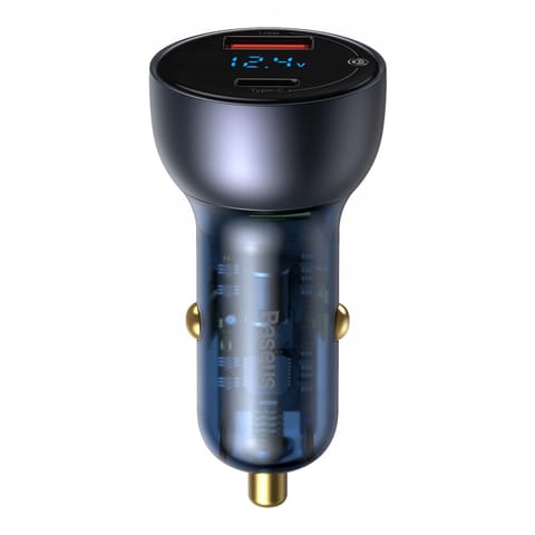 ⁨Ładowarka samochodowa z wyświelaczem USB-A USB-C QC PPS 65W - ciemnoszara⁩ w sklepie Wasserman.eu