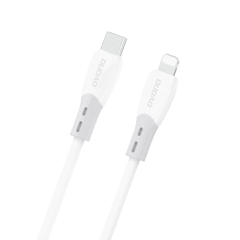 ⁨Kabel przewód z silikonowym oplotem USB-C - iPhone Lightning L25SX 30W 1m - biały⁩ w sklepie Wasserman.eu