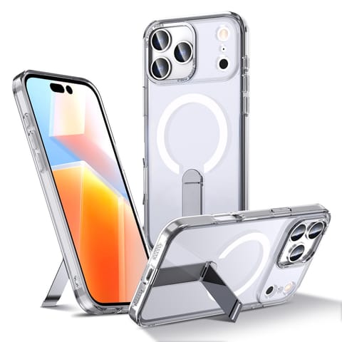 ⁨Etui pokrowiec z podstawką na iPhone 17 Pro Max Hybrid Armor X MagSafe - przezroczysty⁩ w sklepie Wasserman.eu