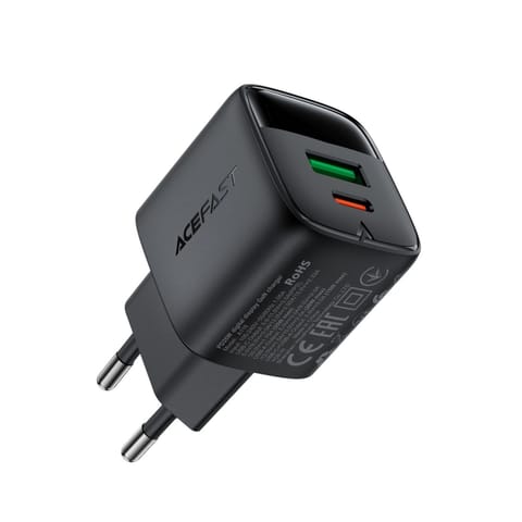 ⁨Ładowarka sieciowa z wyświetlaczem USB-A USB-C GaN PD 35W - czarna⁩ w sklepie Wasserman.eu