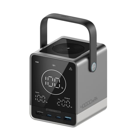⁨Powerbank z ładowaniem bezprzewodowym 40000mAh USB-C USB-A 300W - czarny⁩ w sklepie Wasserman.eu