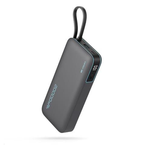⁨Powerbank 20000mAh USB-A USB-C z wbudowanym kablem USB-C 55W - szary⁩ w sklepie Wasserman.eu