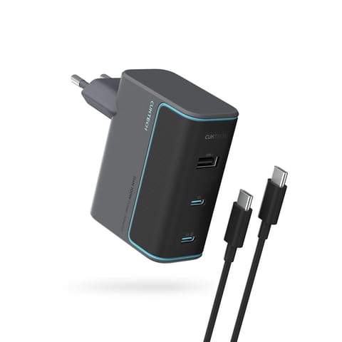 ⁨Ładowarka sieciowa USB-C USB-A z kablem USB-C GaN 100W - szara⁩ w sklepie Wasserman.eu