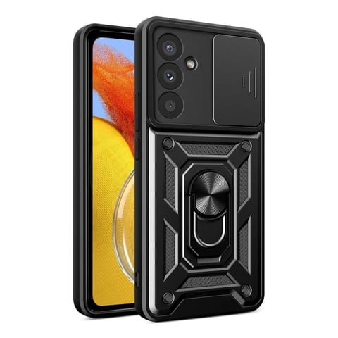 ⁨Etui pancerne na Samsung Galaxy A37 z osłoną aparatu podstawką Hybrid Armor Camshield - czarne⁩ w sklepie Wasserman.eu