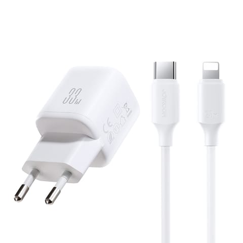 ⁨Ładowarka sieciowa USB-A USB-C z kablem USB-C - iPhone Lightning 33W - biała⁩ w sklepie Wasserman.eu