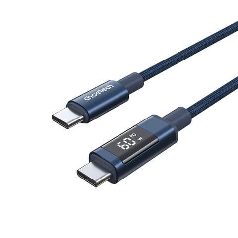 ⁨Kabel przewód USB-C z wyświetlaczem PD 60 W 1.2 m - niebieski⁩ w sklepie Wasserman.eu