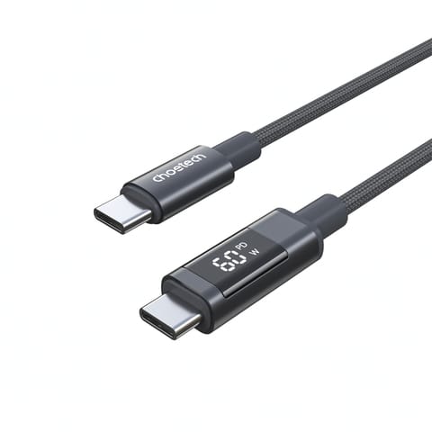 ⁨Kabel przewód USB-C z wyświetlaczem PD 60 W 1.2 m - czarny⁩ w sklepie Wasserman.eu