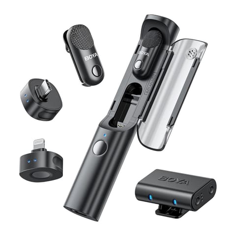 ⁨Zestaw mikrofonów bezprzewodowych 4w1 2.4GHz USB-C MAGIC-02 - czarny⁩ w sklepie Wasserman.eu