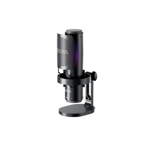 ⁨Mikrofon przewodowy ze statywem biurkowym K9 108dB RGB USB-C - czarny⁩ w sklepie Wasserman.eu
