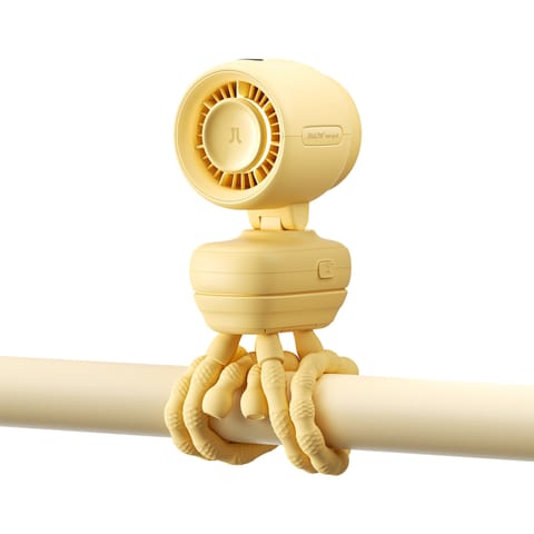 ⁨Mini wentylator na wózek dziecięcy z elastycznym tripodem 5000mAh - żółty⁩ w sklepie Wasserman.eu