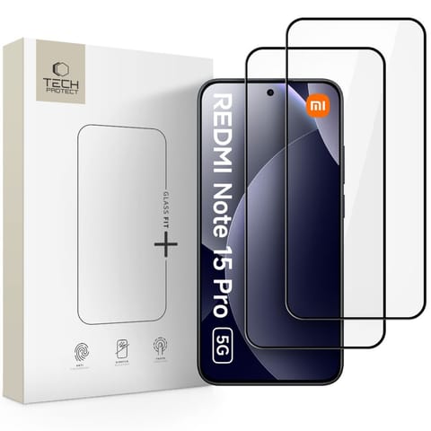 ⁨Szkło hartowane na Xiaomi Redmi Note 15 Pro 5G Glass Fit+ czarne - 2 szt.⁩ w sklepie Wasserman.eu