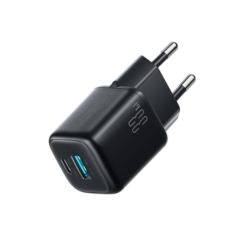 ⁨Ładowarka sieciowa USB-A USB-C 33W z kablem 60W USB-C do USB-C 1m - czarna⁩ w sklepie Wasserman.eu