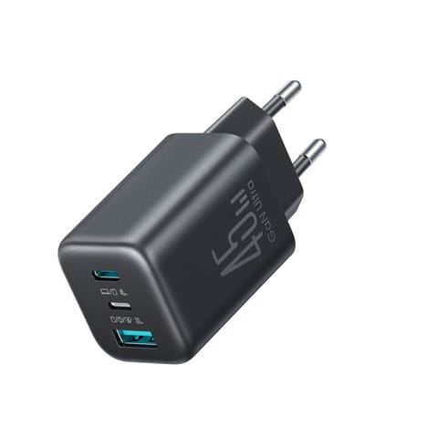 ⁨Ładowarka sieciowa USB-C iPhone Lightning USB-A GaN 45W - czarna⁩ w sklepie Wasserman.eu