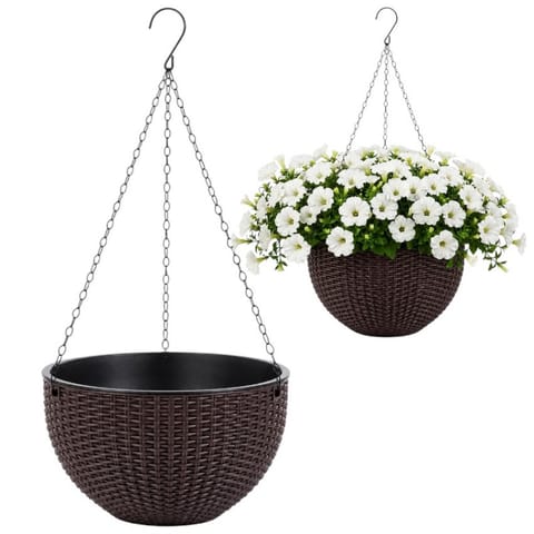 ⁨Doniczka wisząca brązowa duża Rattan Design 26 cm ROS10BR⁩ w sklepie Wasserman.eu