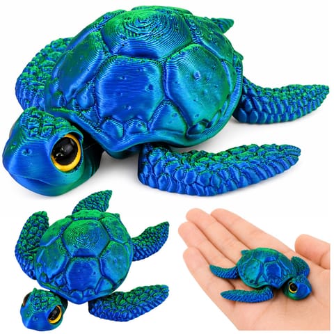 ⁨Figurka Żółw Morski 3D Ruchome Płetwy Głowa Niebiesko-Zielony 8 cm⁩ w sklepie Wasserman.eu