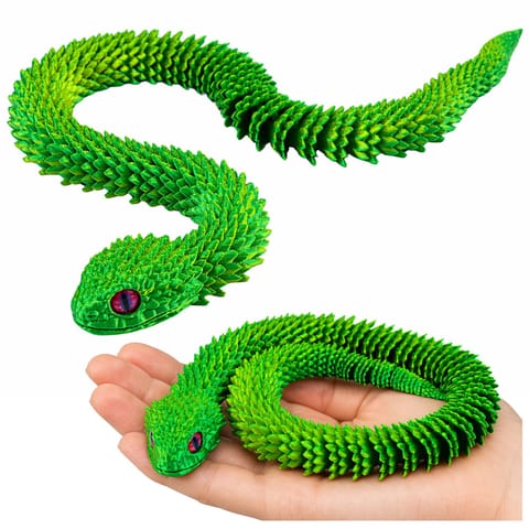 ⁨Figurka Dekoracyjna 3D Wąż Segmentowy Zielony Mieniący Się Ruchomy 45 cm⁩ w sklepie Wasserman.eu