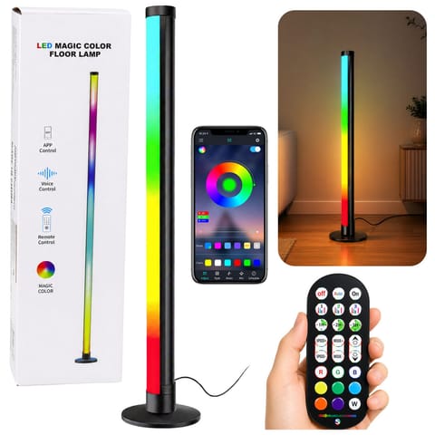 ⁨Lampa Podłogowa LED Narożna Stojąca RGB Tryb Muzyczny Aplikacja Pilot 90cm⁩ w sklepie Wasserman.eu