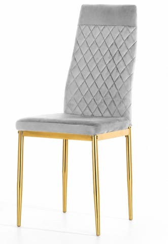 ⁨Krzesło tapicerowane VALVA CARO VELVET GREY GOLD⁩ w sklepie Wasserman.eu