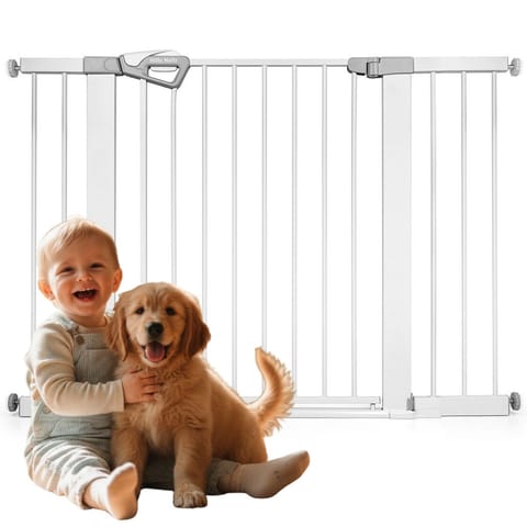 ⁨Bramka zabezpieczająca Barierka na schody z rozszerzeniami Guardy 118 White⁩ at Wasserman.eu