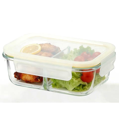 ⁨SZKLANY POJEMNIK 1300ml LUNCH BOX Z PRZEGRODĄ SZCZELNY 5624⁩ w sklepie Wasserman.eu
