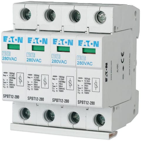 ⁨EATON OGRANICZNIK PRZEPIĘĆ T1+T2 B+C 4P 4M 12.5KA 1.5KV TN, TNS SPBT12-280/4⁩ w sklepie Wasserman.eu