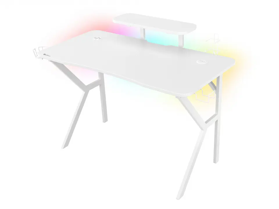Genesis Gaming Desk Holm 320 RGB Headphone holder, Cup holder, Gamepad holder, Monitor shelf, Organizer cables, White w sklepie Wasserman.eu
