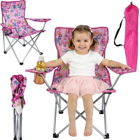 ⁨KRZESŁO TURYSTYCZNE SKŁADANE DZIECIĘCE RÓŻOWE KIDS COLLECTION⁩ w sklepie Wasserman.eu