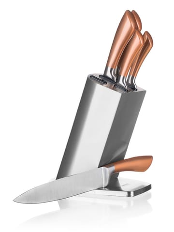 ⁨ZESTAW 5 NOŻY KUCHENNYCH W STOJAKU BANQUET COPPER⁩ w sklepie Wasserman.eu
