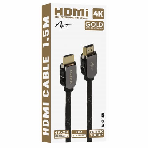 KABEL HDMI 2.0 m/m HQ pozłacany 1.5m ETHERNET 3D AL-01 ART w sklepie Wasserman.eu