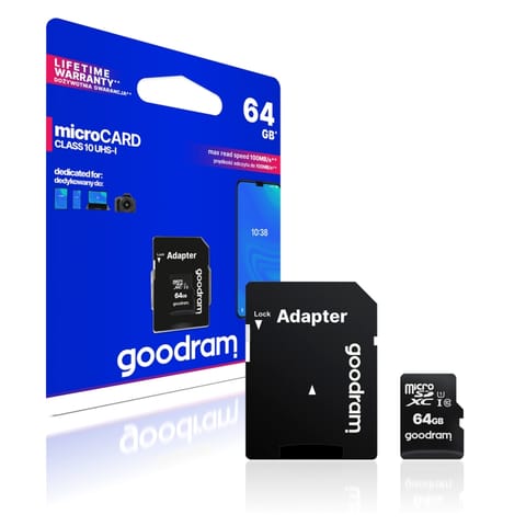 Szybka Karta Pamięci Micro SD GoodRam 64GB z Adapterem C10 U1 100 MB/s w sklepie Wasserman.eu