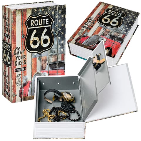 ⁨Książka Sejf Na Klucz Mała Kasetka Skrytka Na Pieniądze Route 66⁩ w sklepie Wasserman.eu