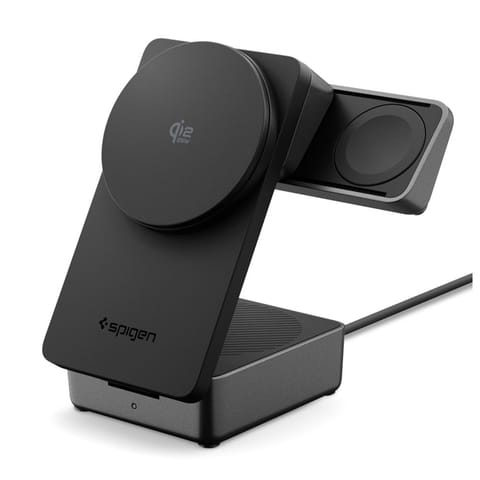 ⁨Spigen EF323MQ Essential - Ładowarka indukcyjna MagSafe 3w1 do iPhone, AirPods i Apple Watch 25W Qi 2.2 (Czarny)⁩ w sklepie Wasserman.eu