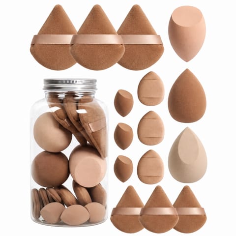 ⁨Zestaw 15 gąbeczek do makijażu BROWN CREAM DUO GB21BR⁩ w sklepie Wasserman.eu