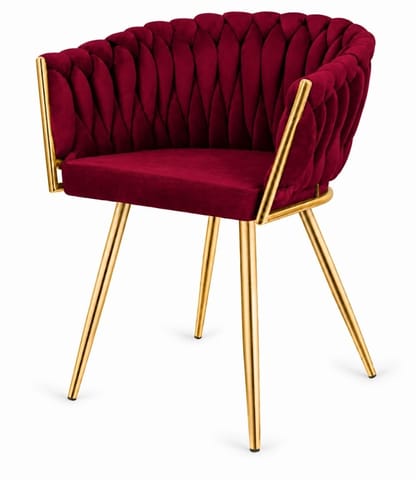 ⁨Krzesło plecione Lugano fotel TRECCIA BURGUNDY VELVET GOLD⁩ w sklepie Wasserman.eu