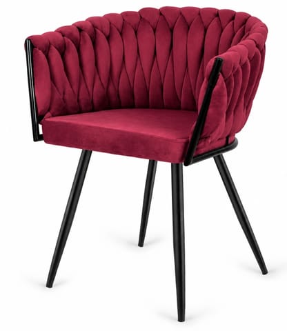 ⁨Krzesło plecione Lugano fotel TRECCIA BURGUNDY VELVET SMOKE⁩ w sklepie Wasserman.eu