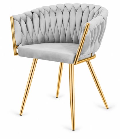 ⁨Krzesło plecione Lugano fotel TRECCIA GREY VELVET GOLD⁩ w sklepie Wasserman.eu