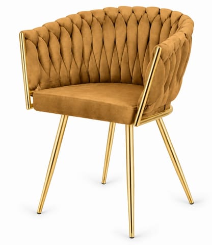 ⁨Krzesło plecione Lugano fotel TRECCIA SAND VELVET GOLD⁩ w sklepie Wasserman.eu