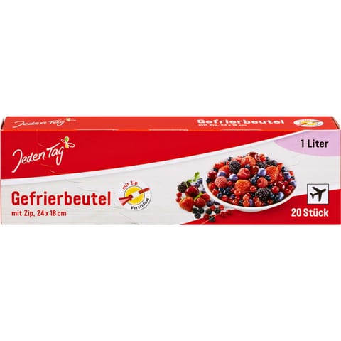 ⁨Jeden Tag Woreczki do Mrożenia z Zamkiem 1 l,20 szt.⁩ w sklepie Wasserman.eu