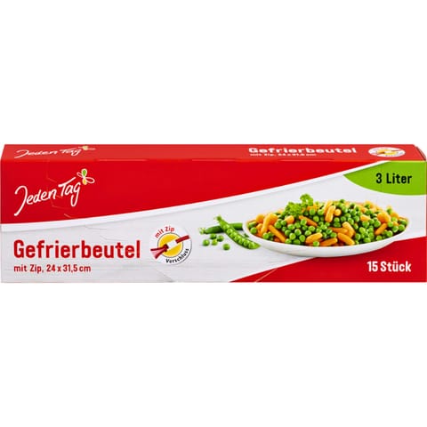 ⁨Jeden Tag Woreczki do Mrożenia z Zamkiem 3 l,15 szt.⁩ w sklepie Wasserman.eu