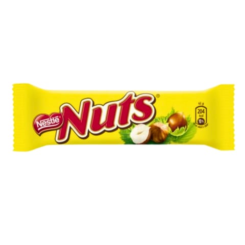 ⁨Nestle Nuts Schokoriegel Batonik z Całymi Orzechami Laskowymi i Karmelem w Mlecznej Czekoladzie 42 g⁩ w sklepie Wasserman.eu