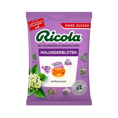 ⁨Ricola Holunderblüte Cukierki bez Cukru Kwiat Czarnego Bzu 75 g⁩ w sklepie Wasserman.eu