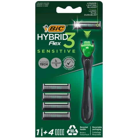 ⁨BIC Maszynka do Golenia Hybrid Flex 3 Sensitive Rączka + 4 Wkłady⁩ w sklepie Wasserman.eu
