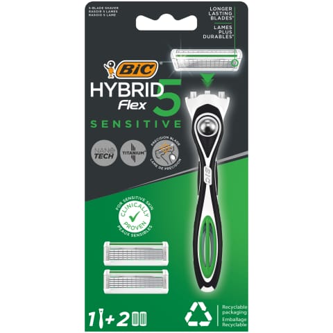 ⁨BIC Maszynka do Golenia Hybrid Flex 5 Sensitive Rączka + 2 Wkłady⁩ w sklepie Wasserman.eu