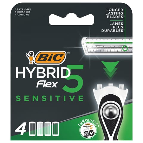 ⁨BIC Wkłady do Maszynki do Golenia Hybrid Flex 5 Sensitive 4 Wkłady⁩ w sklepie Wasserman.eu