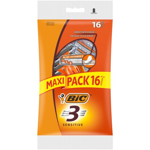 ⁨BIC Maszynka Jednorazowa do Golenia 3 Sensitive 16 sztuk⁩ w sklepie Wasserman.eu