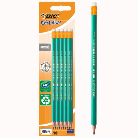 ⁨BIC Evolution Original ECOlutions HB Ołówek z Gumką Blister 10 sztuk⁩ w sklepie Wasserman.eu